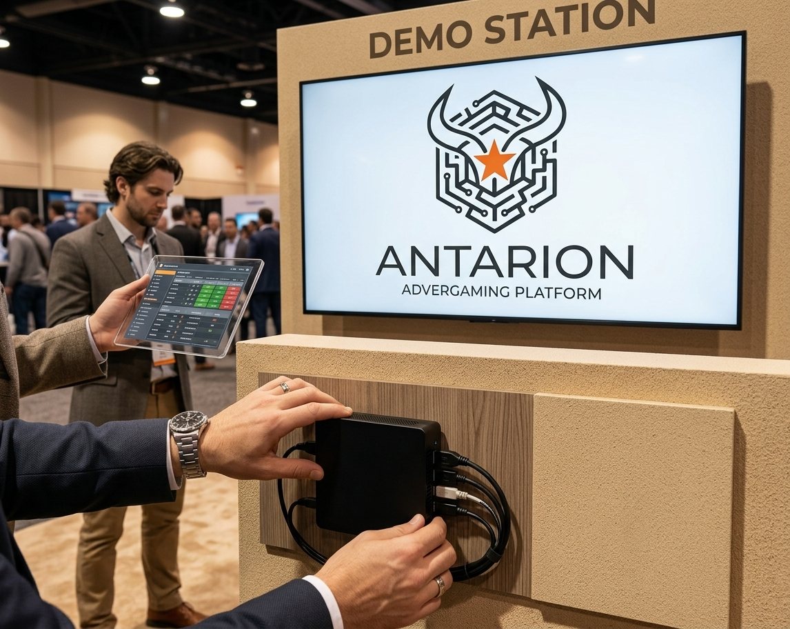 Instalación del kit Antarion en la pantalla del stand, con la tablet de control